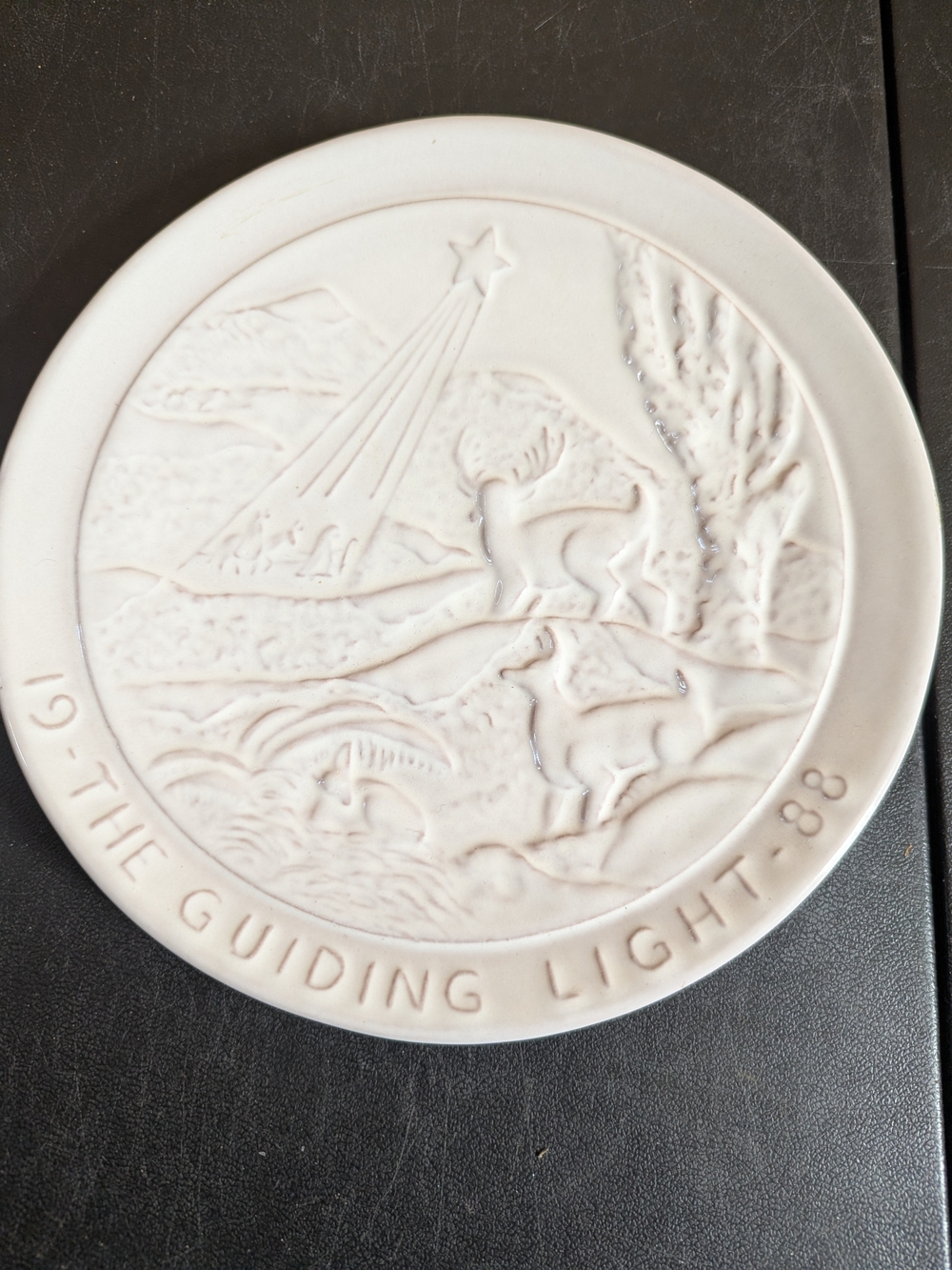 Frankoma White Relief Ceramic Wall Plaque - The Guiding Light